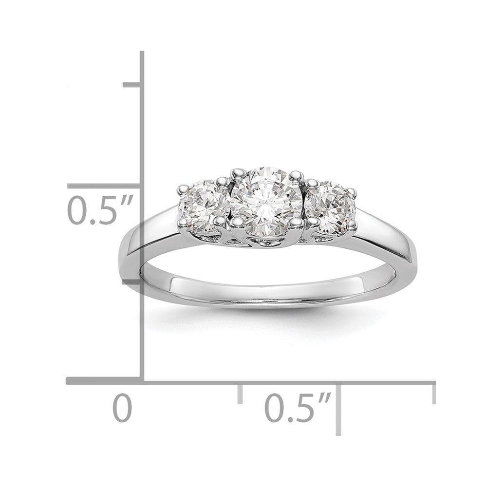 0.38ct. CZ Solid Real 14K White Gold 3-Stone Engagement Ring