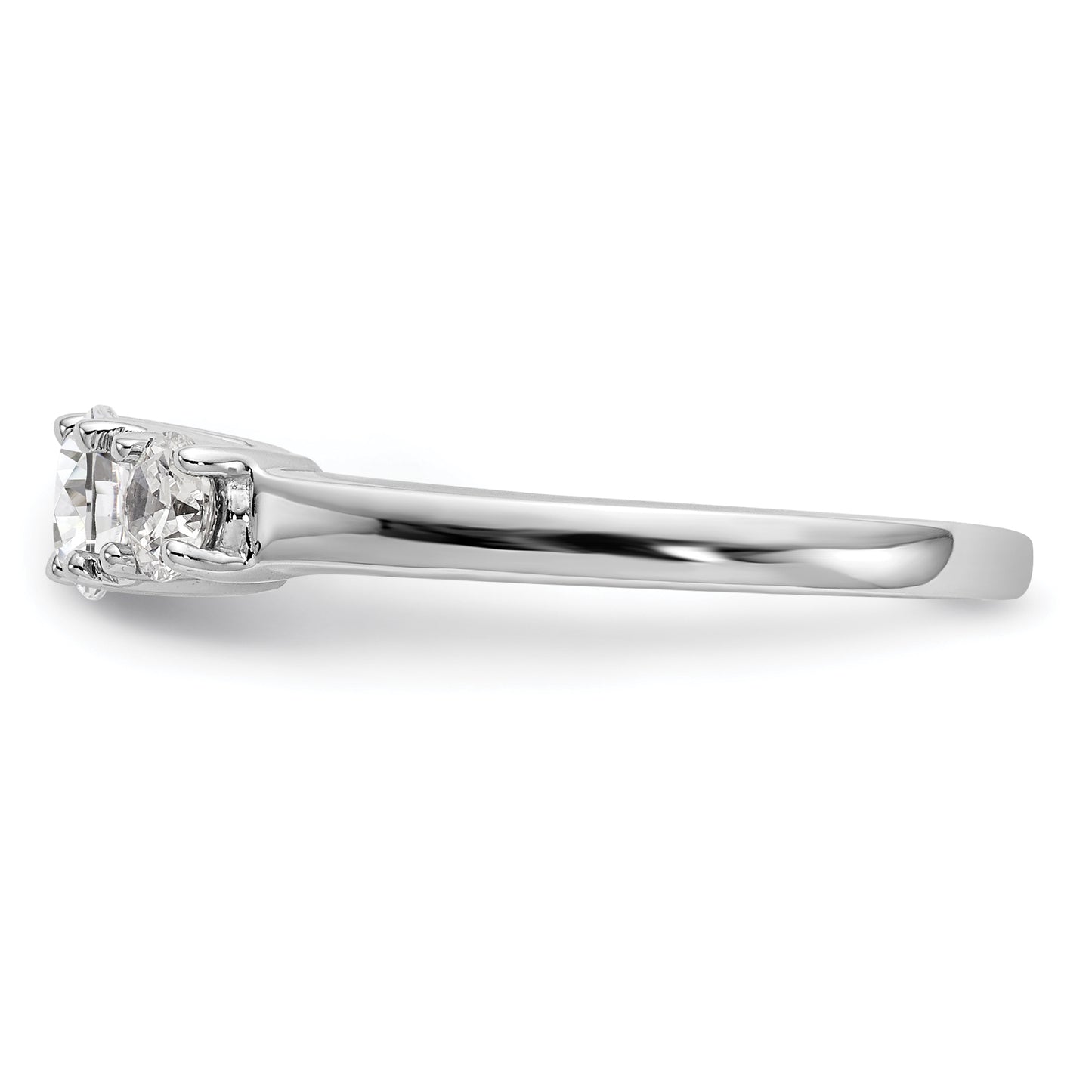 0.38ct. CZ Solid Real 14K White Gold 3-Stone Engagement Ring