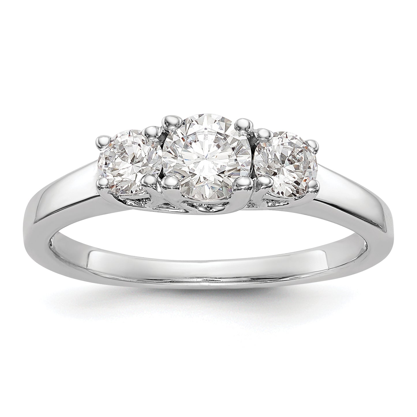 0.38ct. CZ Solid Real 14K White Gold 3-Stone Engagement Ring