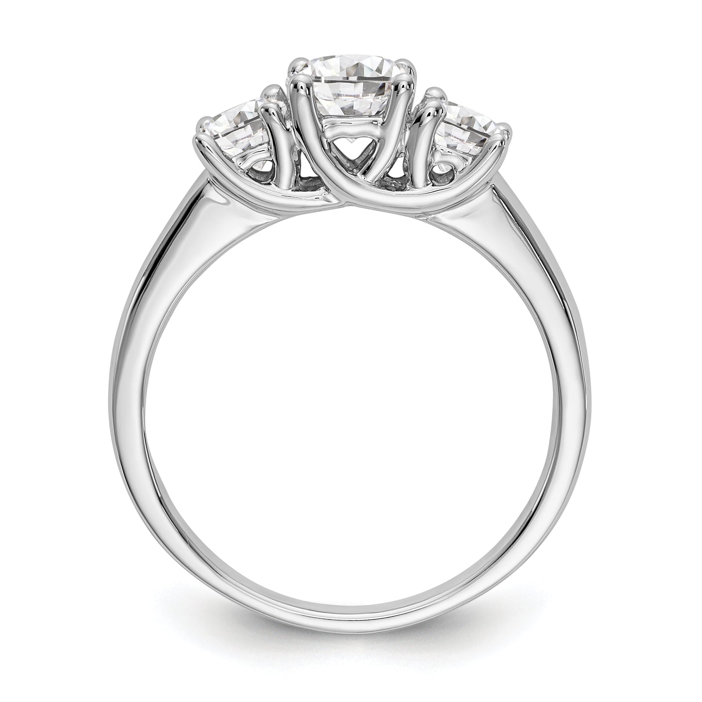 0.50ct. CZ Solid Real 14K White Gold 3-Stone Engagement Ring