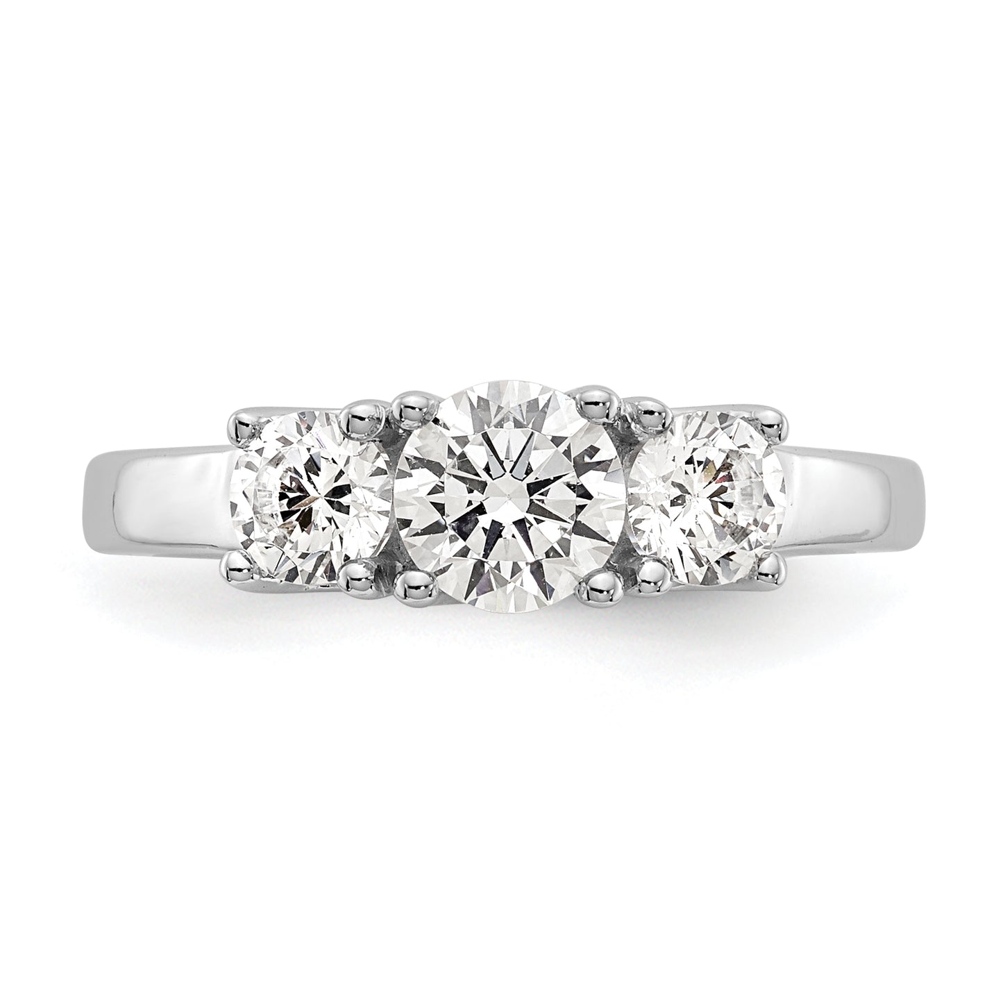 0.50ct. CZ Solid Real 14K White Gold 3-Stone Engagement Ring