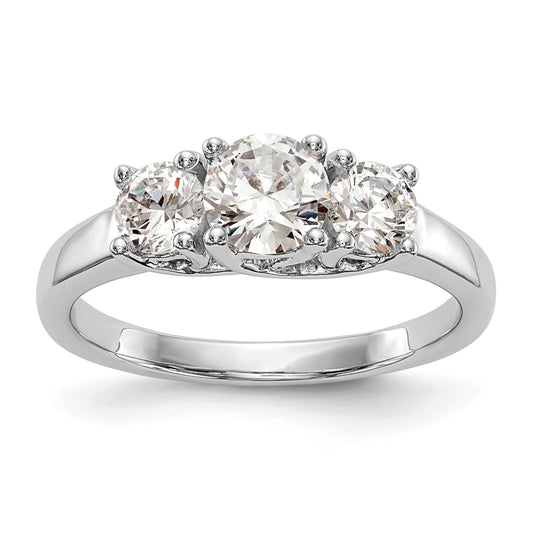 0.50ct. CZ Solid Real 14K White Gold 3-Stone Engagement Ring