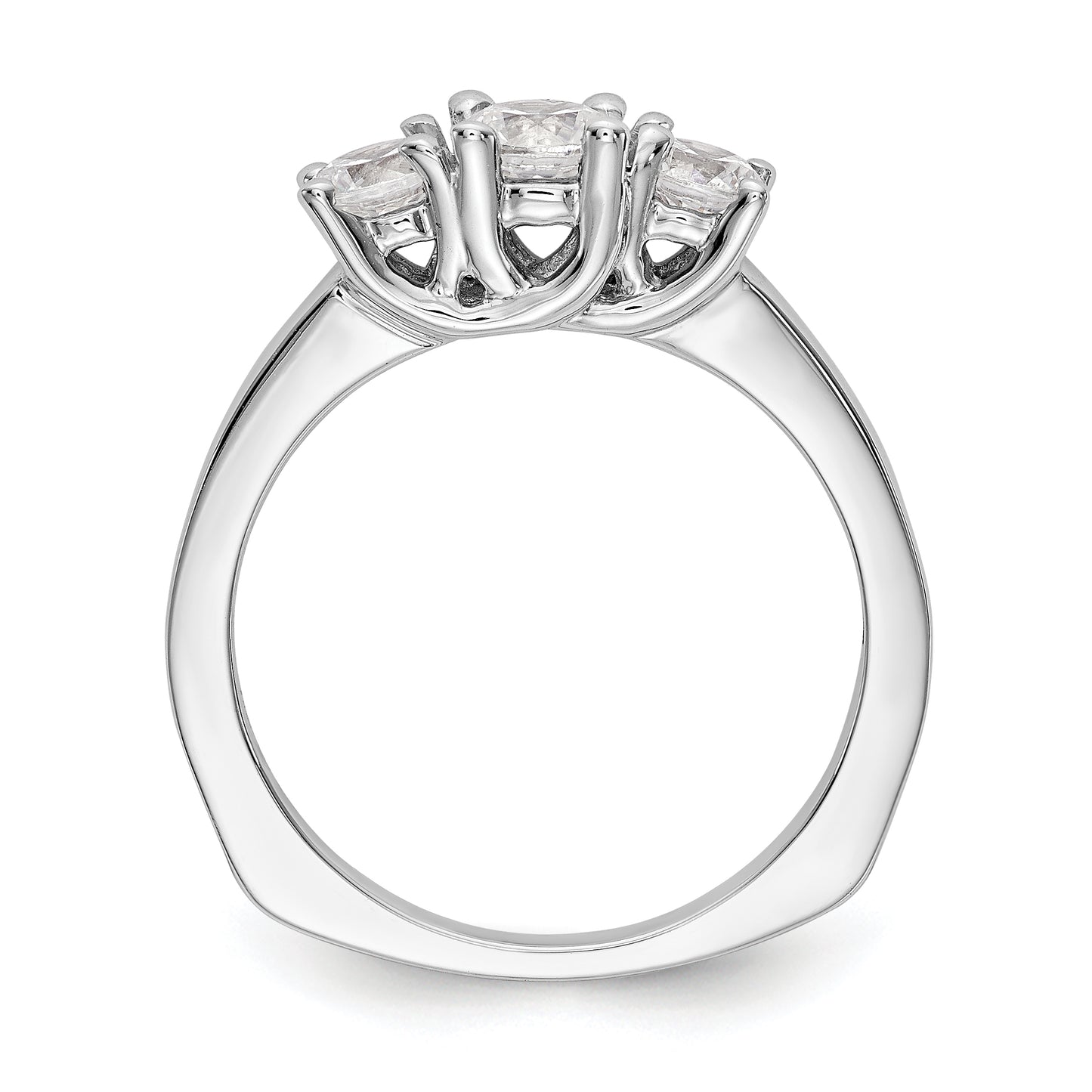 0.50ct. CZ Solid Real 14K White Gold 3-Stone Engagement Ring