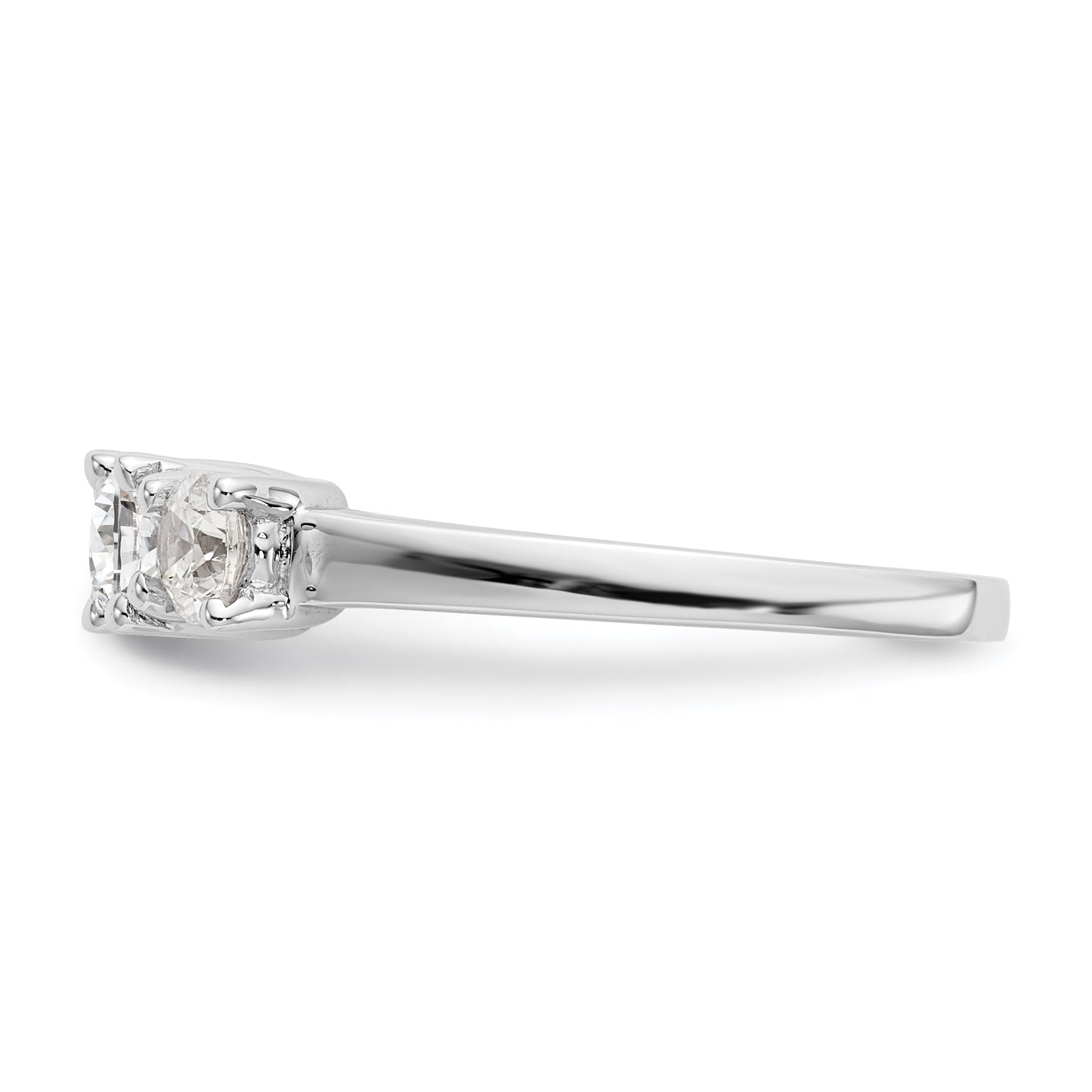 0.50ct. CZ Solid Real 14K White Gold 3-Stone Engagement Ring