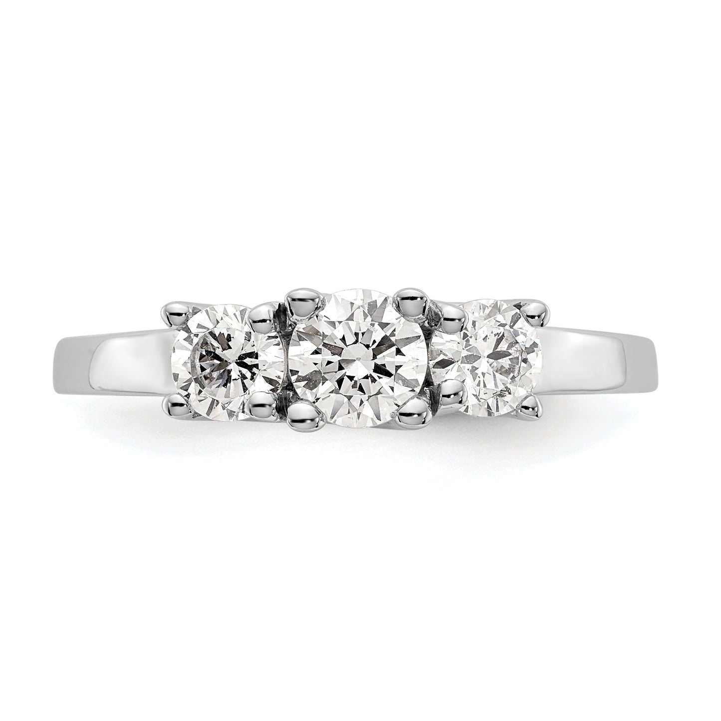 0.50ct. CZ Solid Real 14K White Gold 3-Stone Engagement Ring