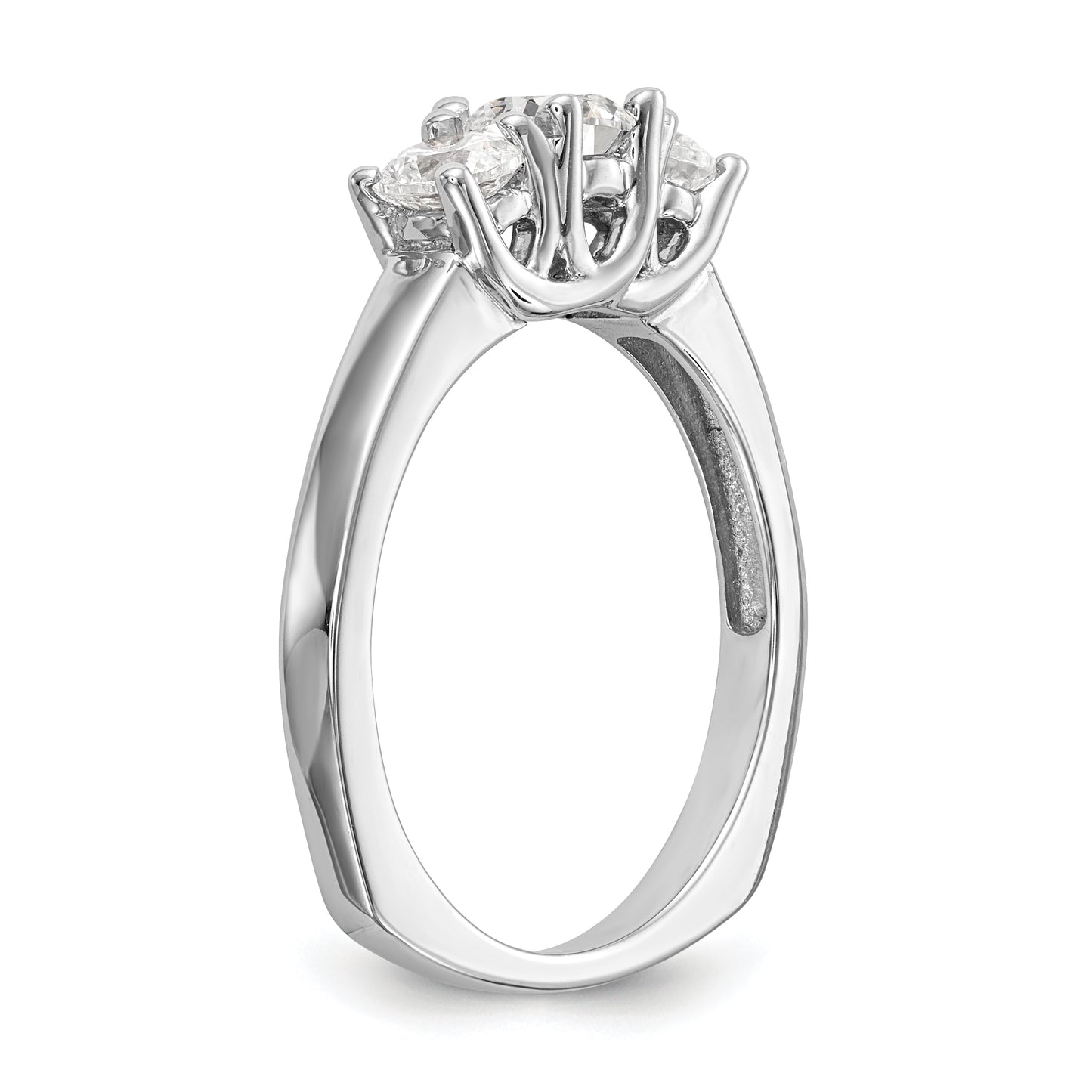 0.50ct. CZ Solid Real 14K White Gold 3-Stone Engagement Ring