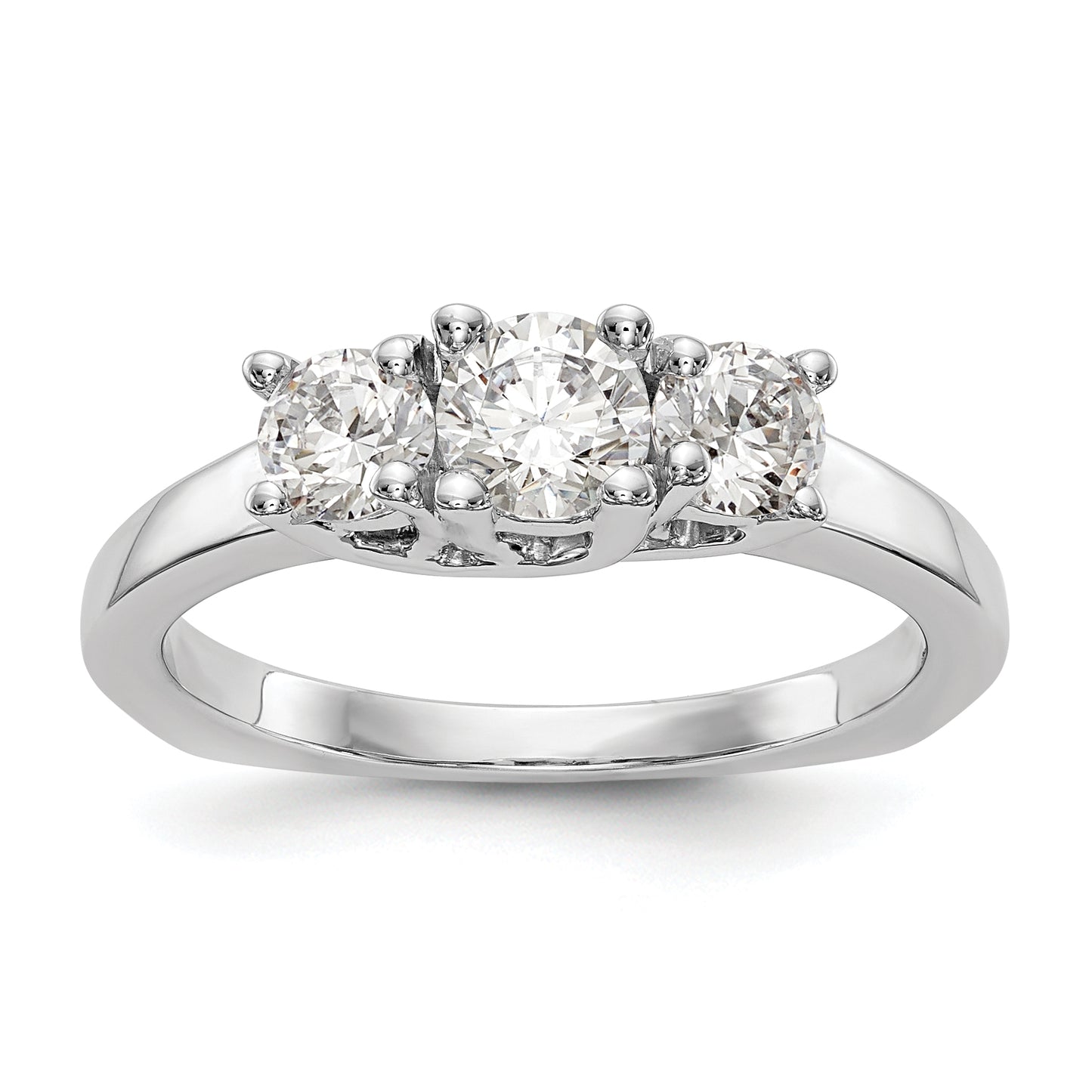 0.50ct. CZ Solid Real 14K White Gold 3-Stone Engagement Ring