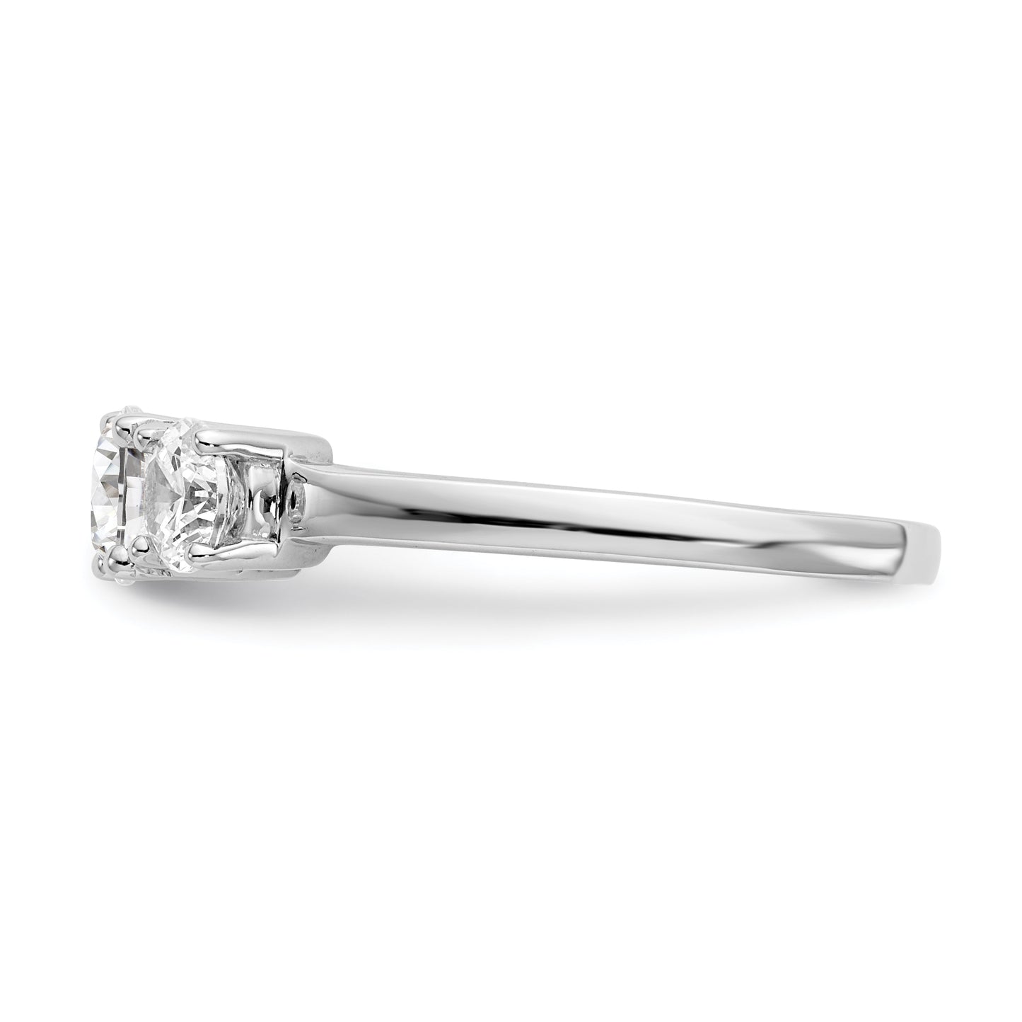 0.70ct. CZ Solid Real 14K White Gold 3-Stone Engagement Ring