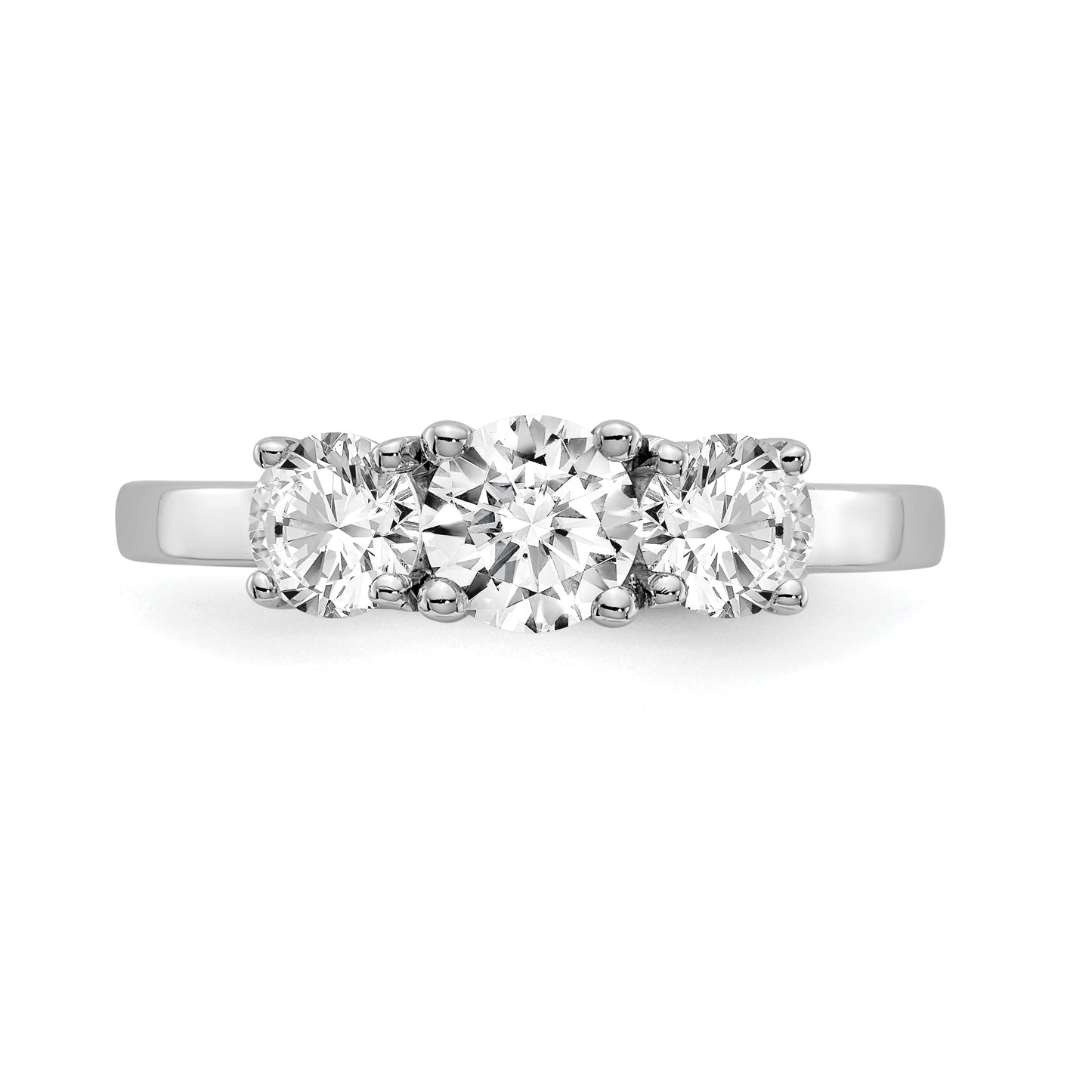 0.70ct. CZ Solid Real 14K White Gold 3-Stone Engagement Ring