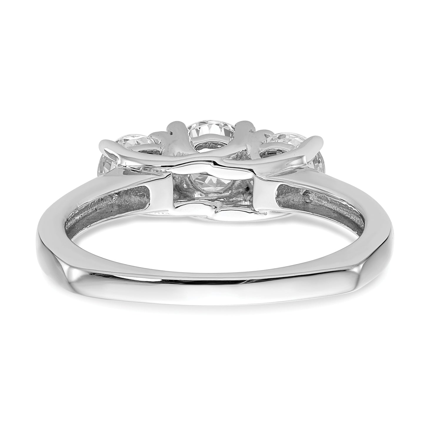 0.70ct. CZ Solid Real 14K White Gold 3-Stone Engagement Ring