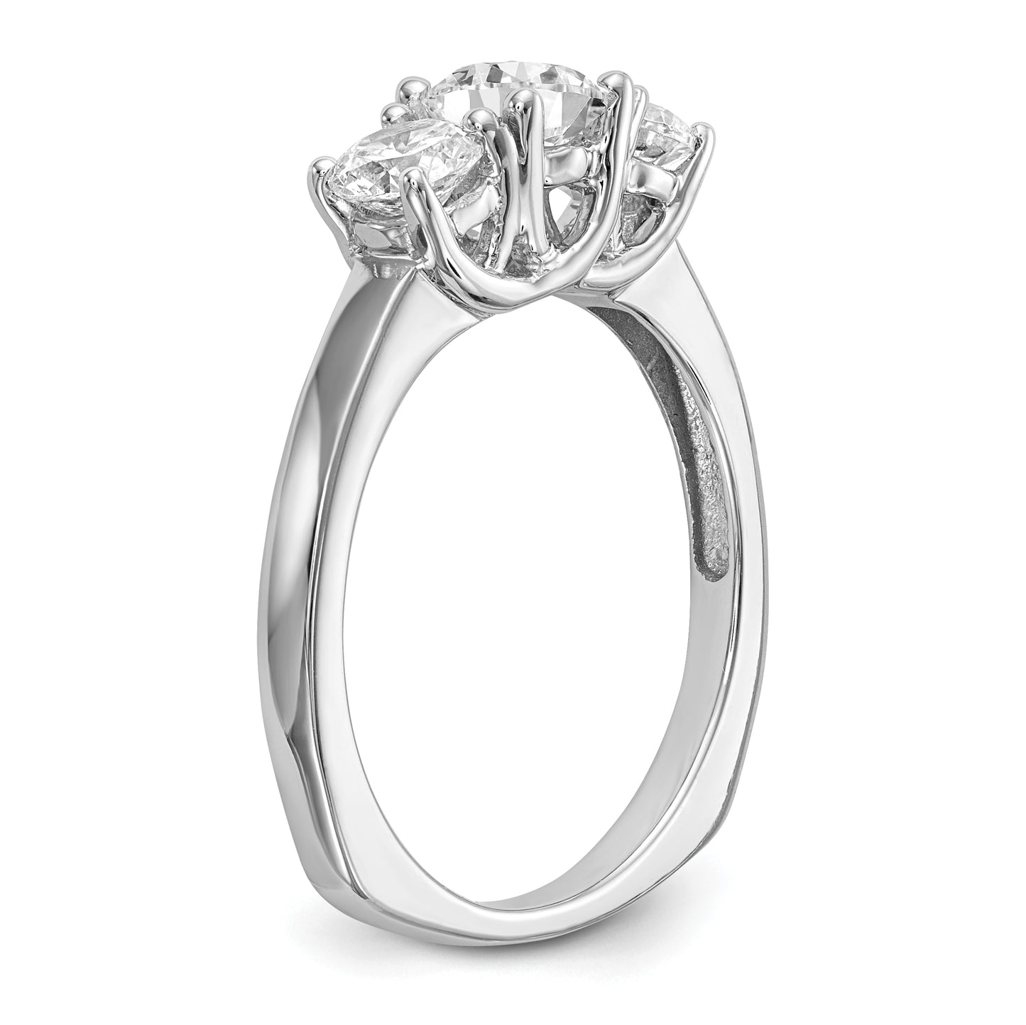 0.70ct. CZ Solid Real 14K White Gold 3-Stone Engagement Ring