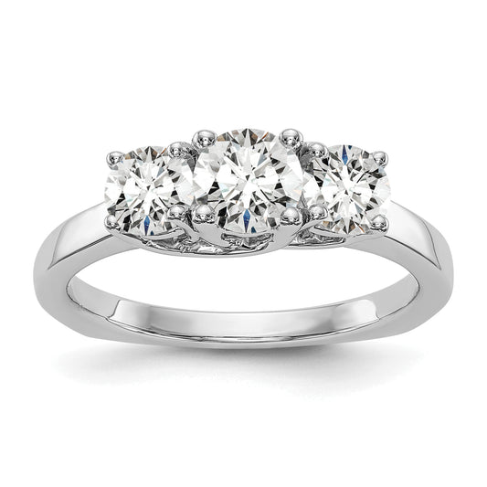 0.70ct. CZ Solid Real 14K White Gold 3-Stone Engagement Ring