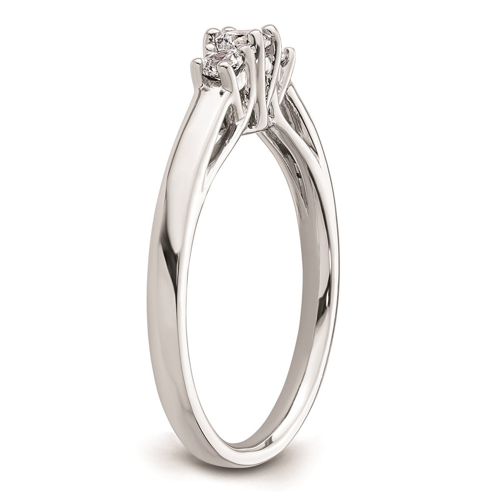 0.13ct. CZ Solid Real 14K White Gold 3-Stone Engagement Ring