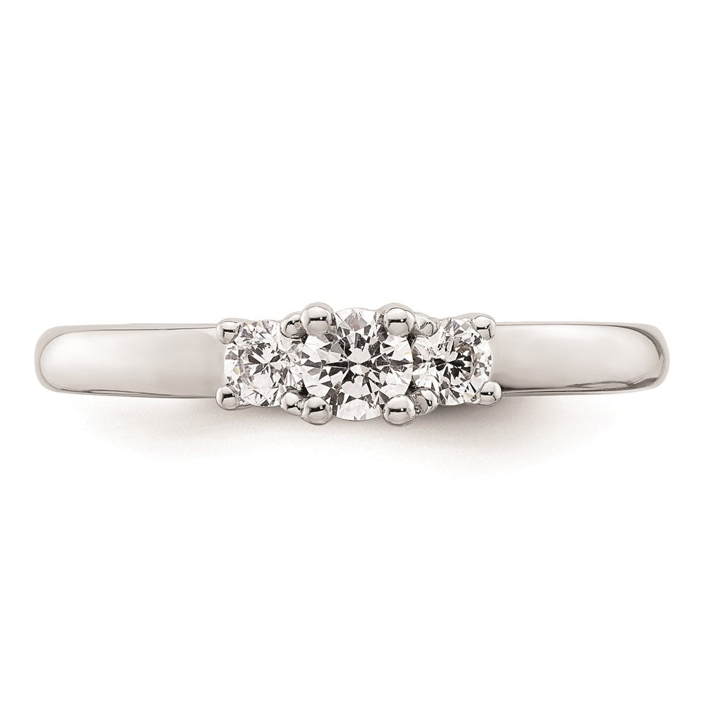 0.17ct. CZ Solid Real 14K White Gold 3-Stone Engagement Ring