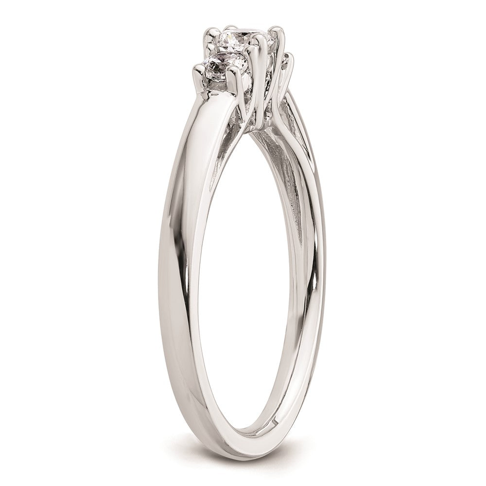 0.17ct. CZ Solid Real 14K White Gold 3-Stone Engagement Ring