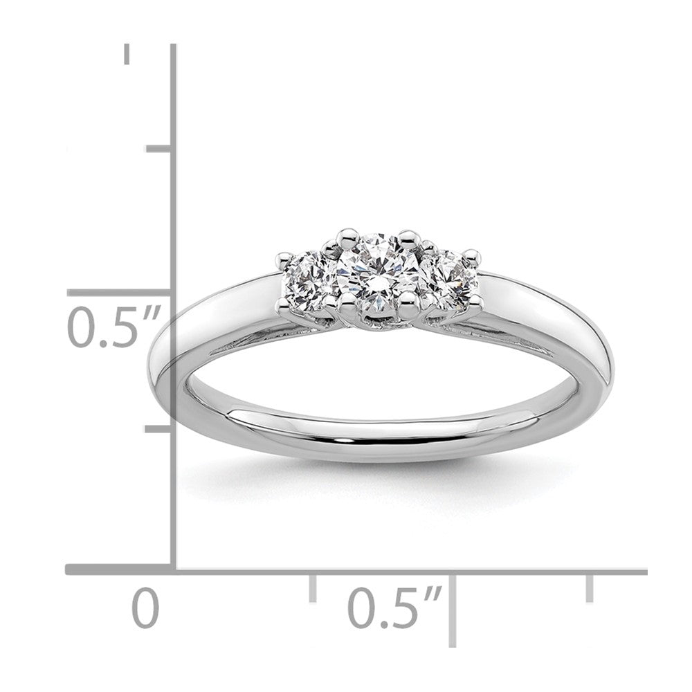 0.17ct. CZ Solid Real 14K White Gold 3-Stone Engagement Ring