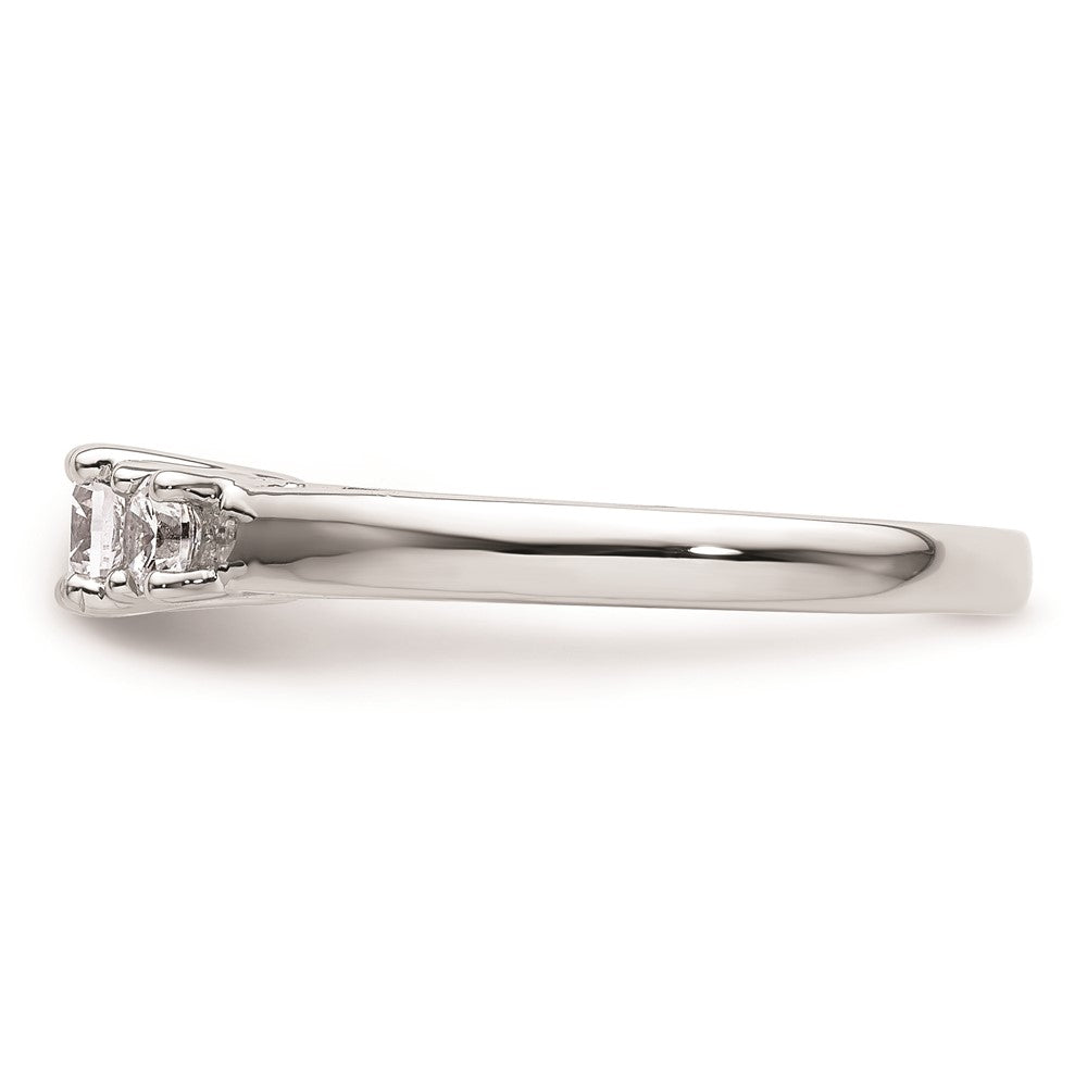 0.25ct. CZ Solid Real 14K White Gold 3-Stone Engagement Ring