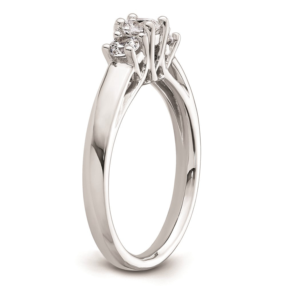 0.25ct. CZ Solid Real 14K White Gold 3-Stone Engagement Ring