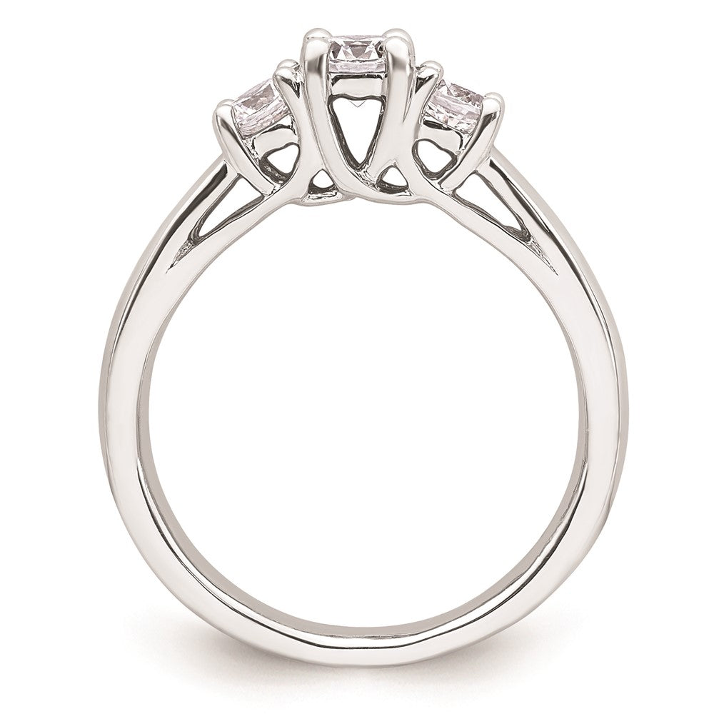 0.38ct. CZ Solid Real 14K White Gold 3-Stone Engagement Ring