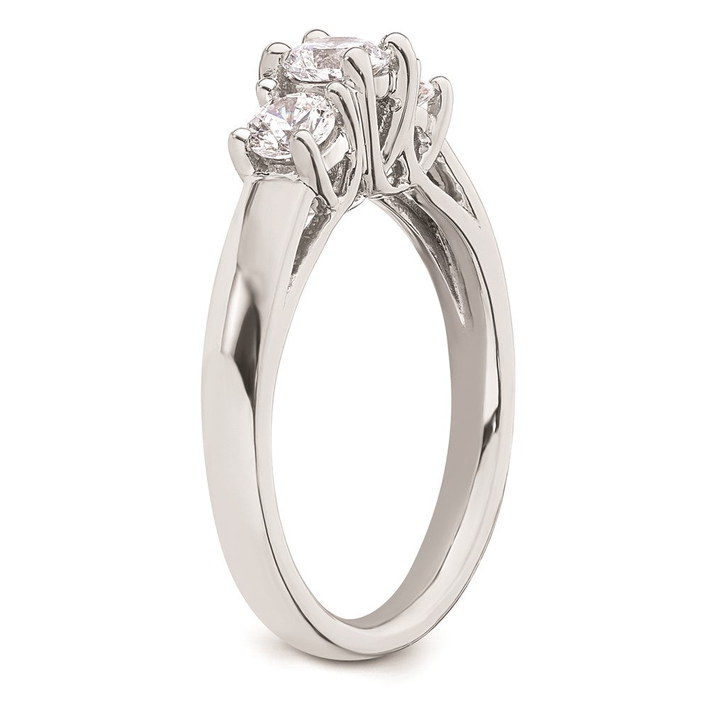 0.38ct. CZ Solid Real 14K White Gold 3-Stone Engagement Ring