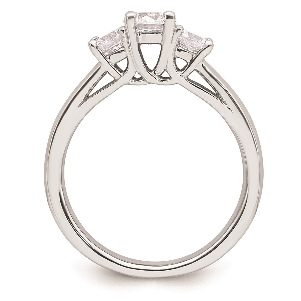 0.50ct. CZ Solid Real 14K White Gold 3-Stone Engagement Ring