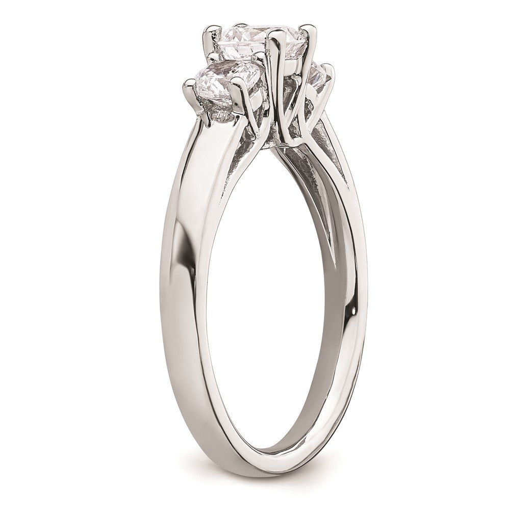 0.50ct. CZ Solid Real 14K White Gold 3-Stone Engagement Ring