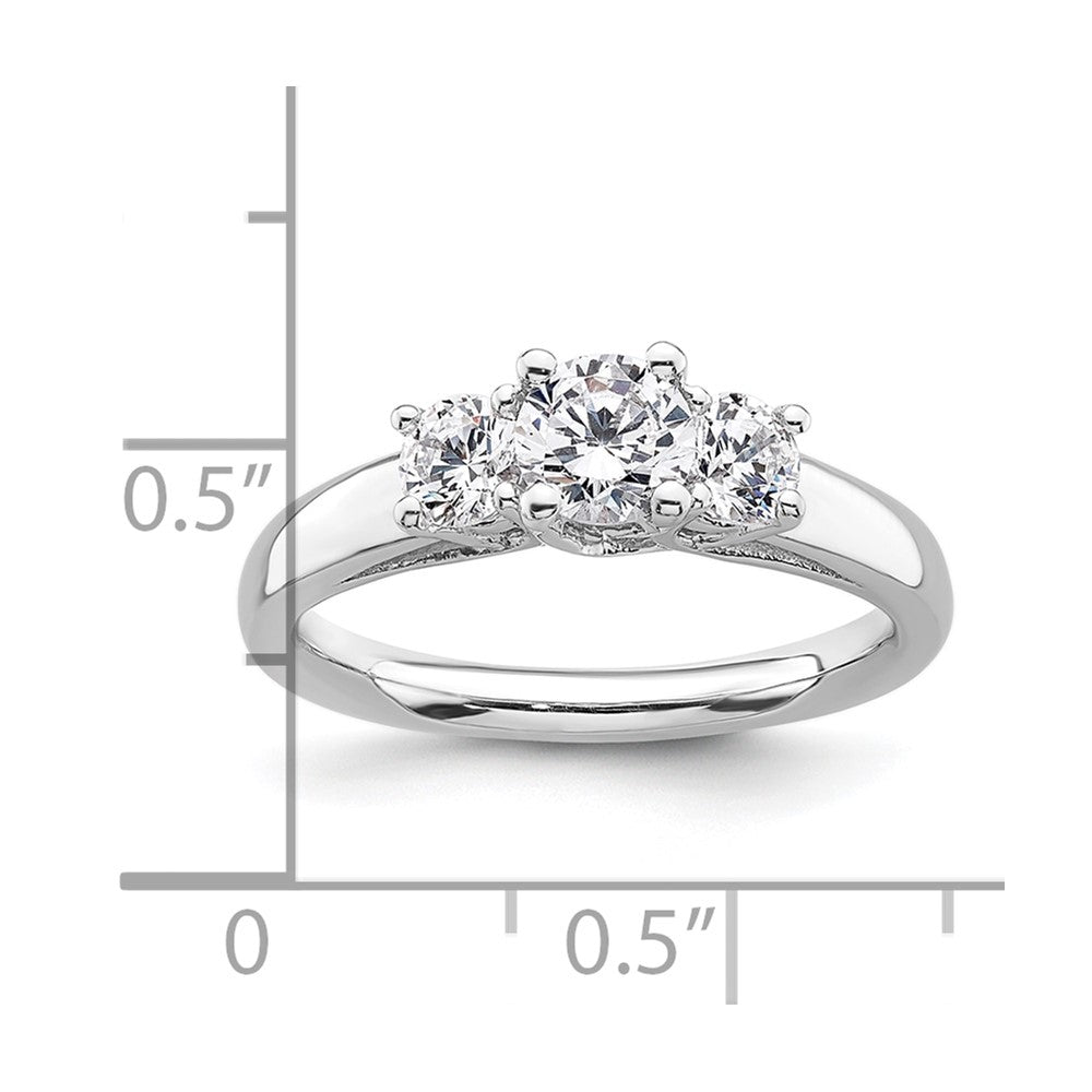 0.50ct. CZ Solid Real 14K White Gold 3-Stone Engagement Ring