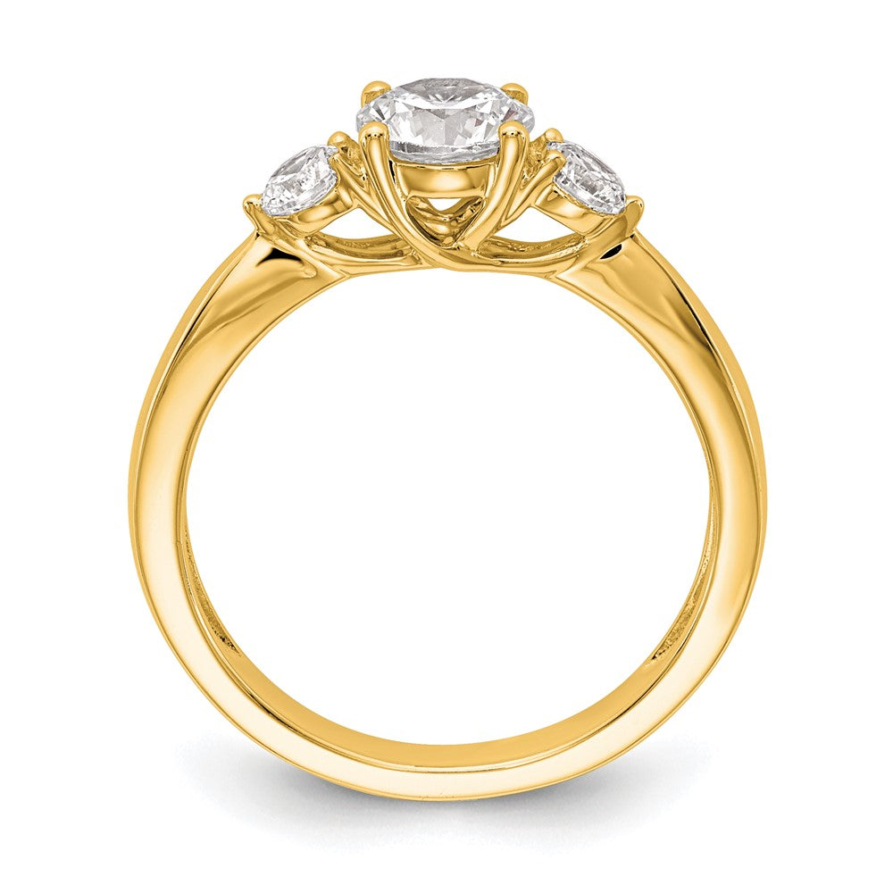 0.75ct. CZ Solid Real 14K Yellow Gold 3-Stone Engagement Ring