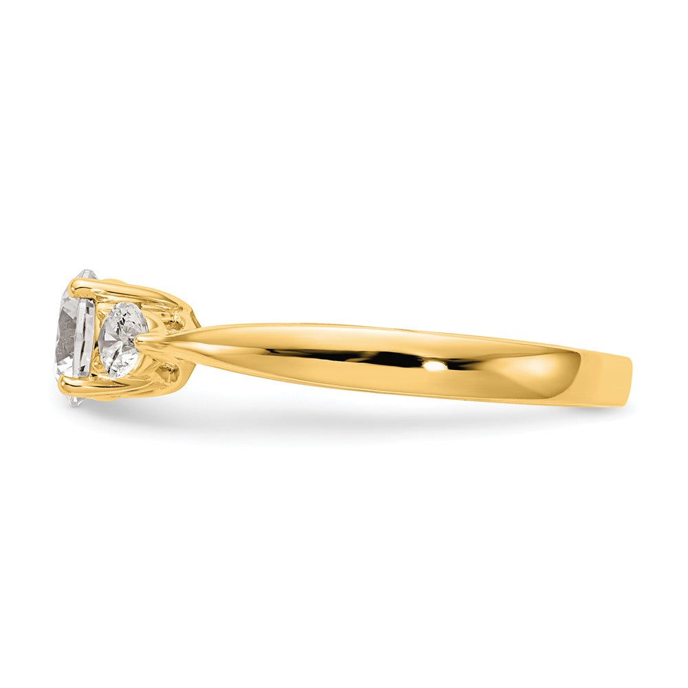 0.75ct. CZ Solid Real 14K Yellow Gold 3-Stone Engagement Ring