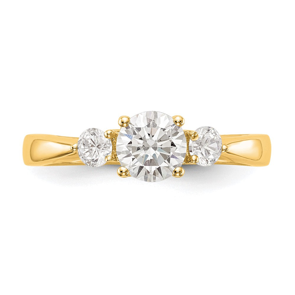 0.75ct. CZ Solid Real 14K Yellow Gold 3-Stone Engagement Ring