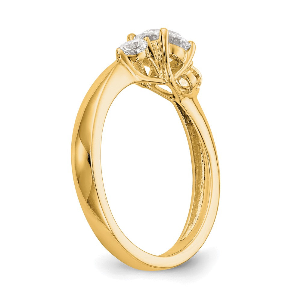 0.75ct. CZ Solid Real 14K Yellow Gold 3-Stone Engagement Ring