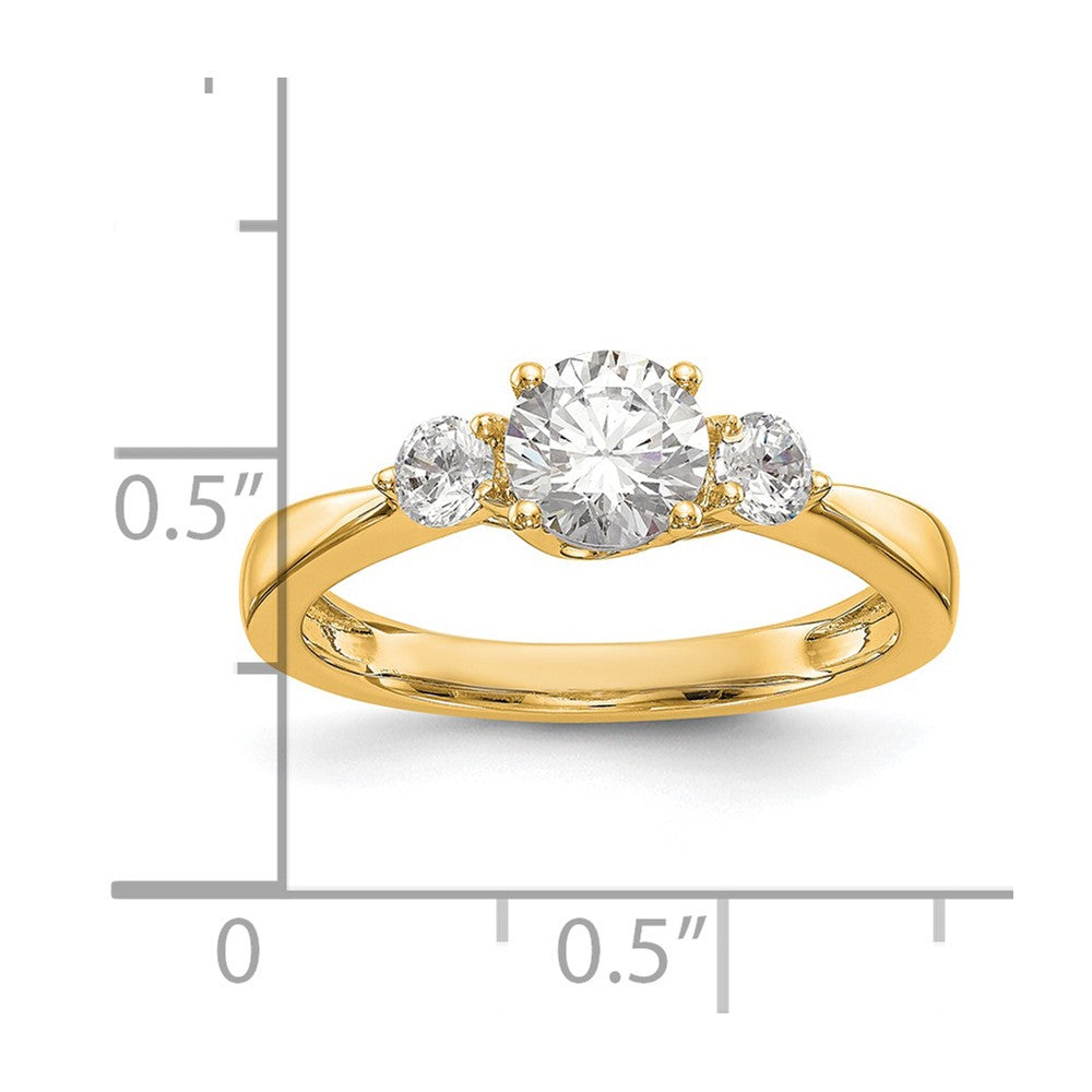 0.75ct. CZ Solid Real 14K Yellow Gold 3-Stone Engagement Ring