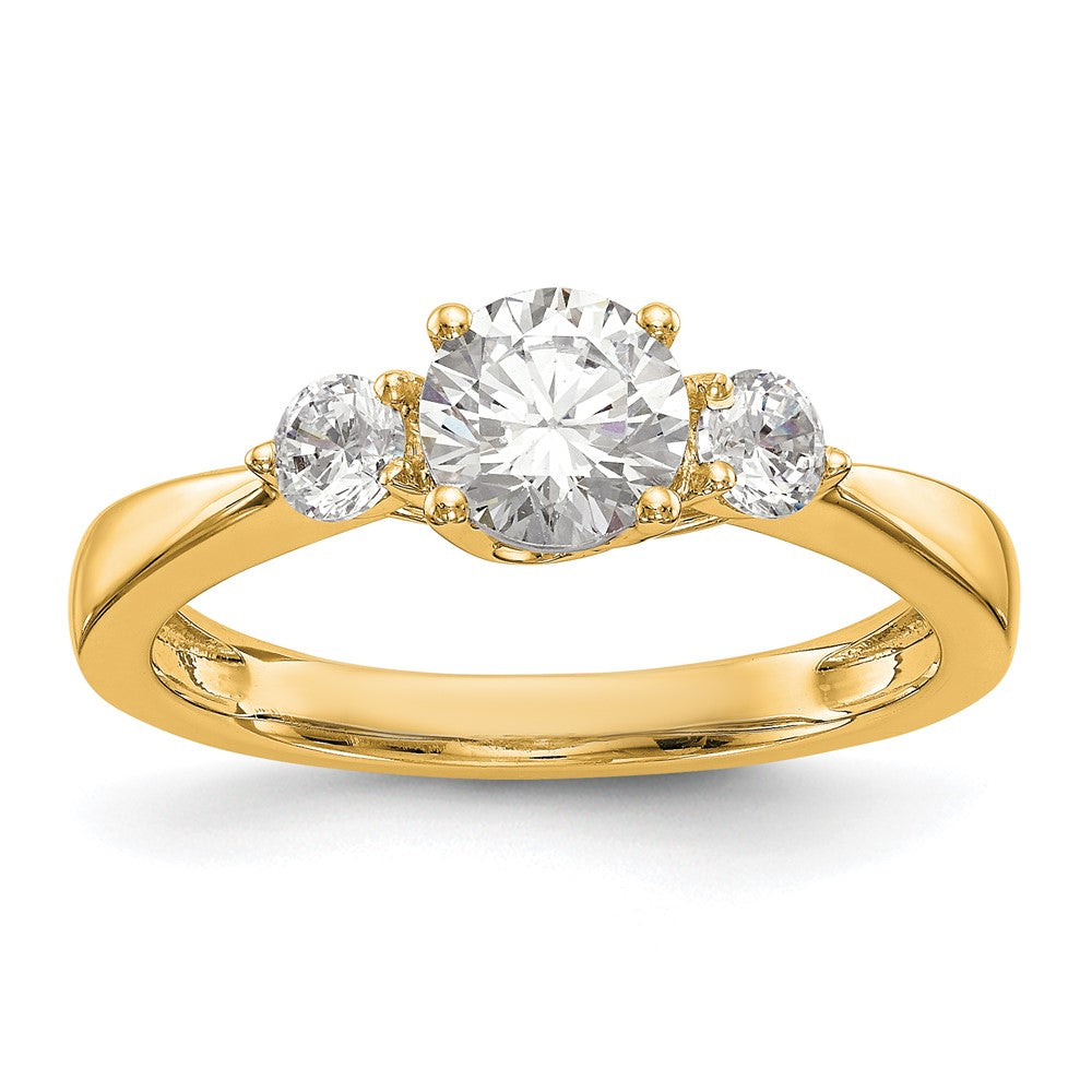 0.75ct. CZ Solid Real 14K Yellow Gold 3-Stone Engagement Ring