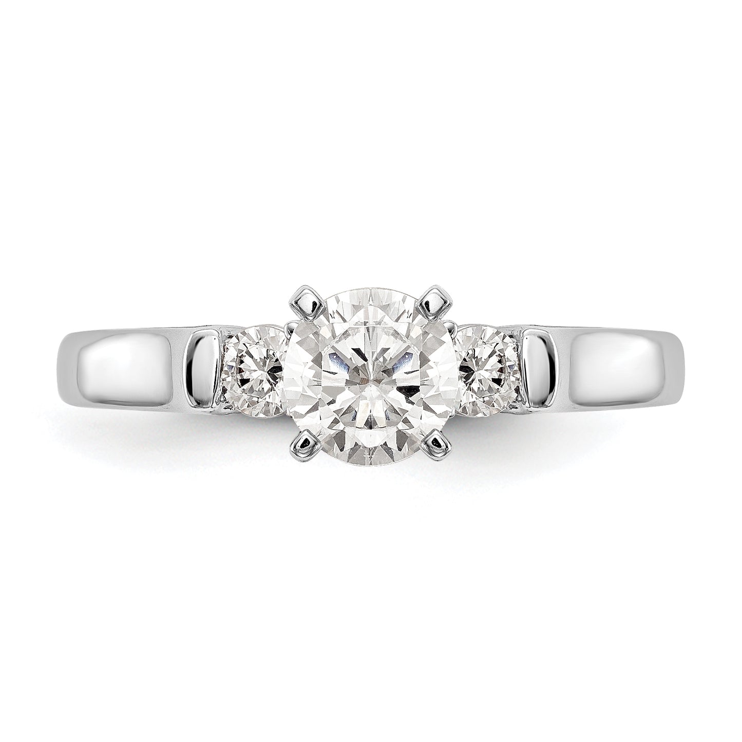 0.25ct. CZ Solid Real 14K White Gold 3-Stone Engagement Ring