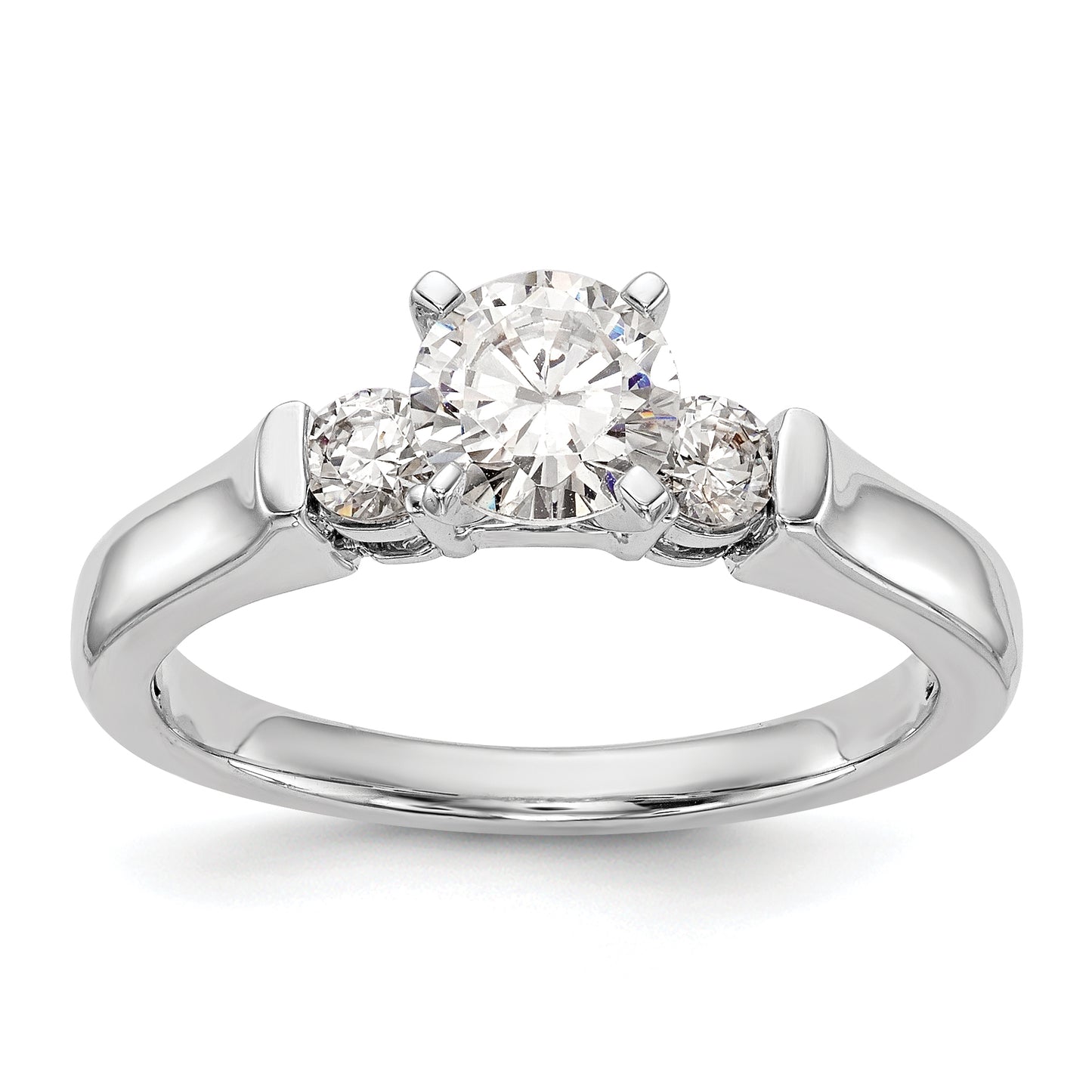 0.25ct. CZ Solid Real 14K White Gold 3-Stone Engagement Ring