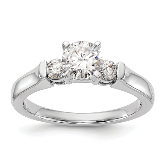 0.25ct. CZ Solid Real 14K White Gold 3-Stone Engagement Ring