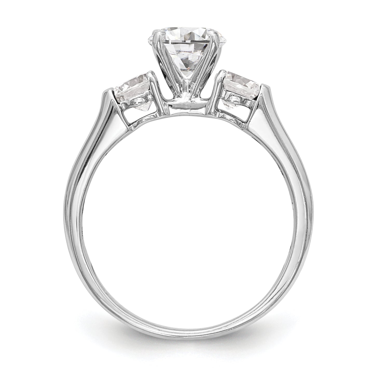 0.44ct. CZ Solid Real 14K White Gold 3-Stone Engagement Ring