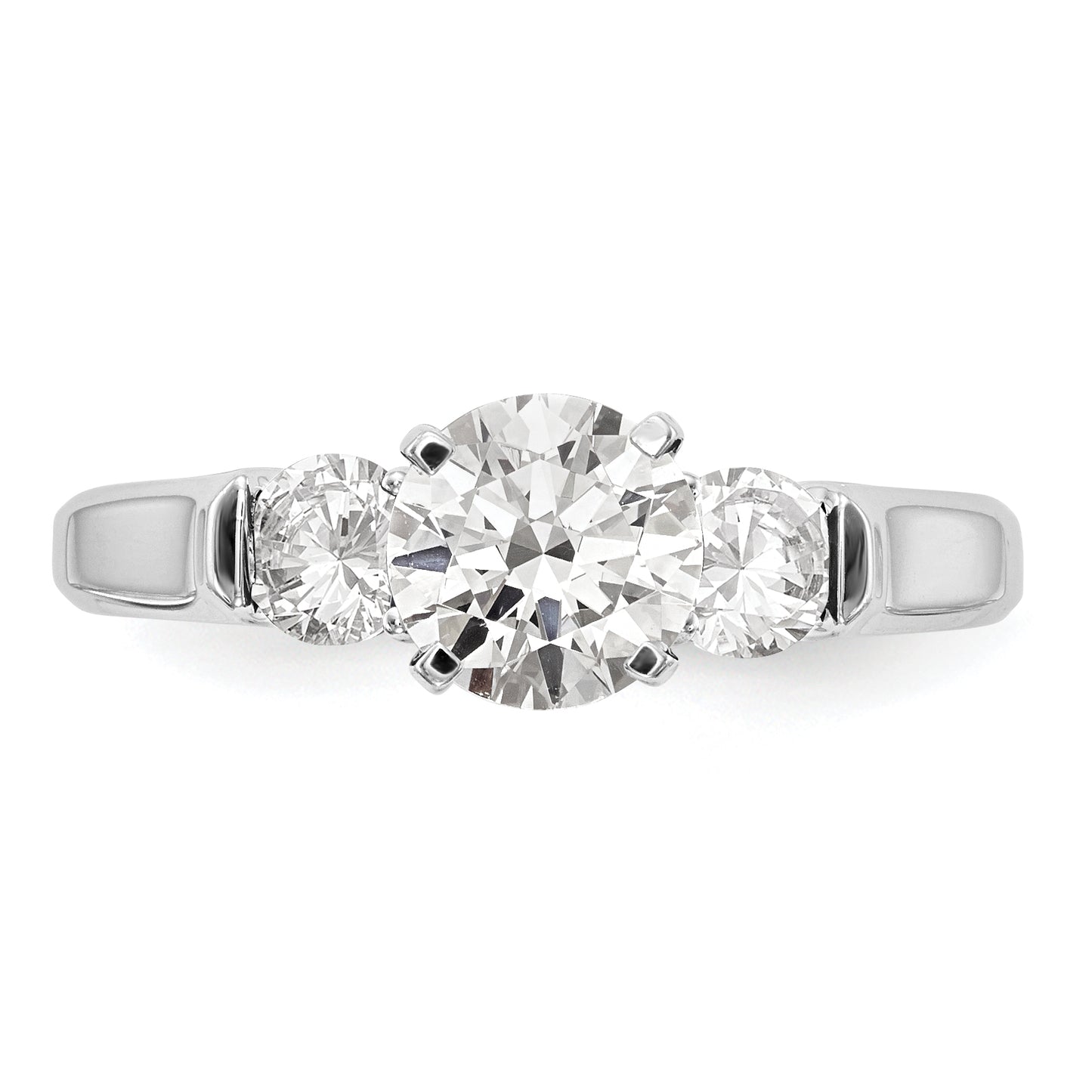 0.44ct. CZ Solid Real 14K White Gold 3-Stone Engagement Ring