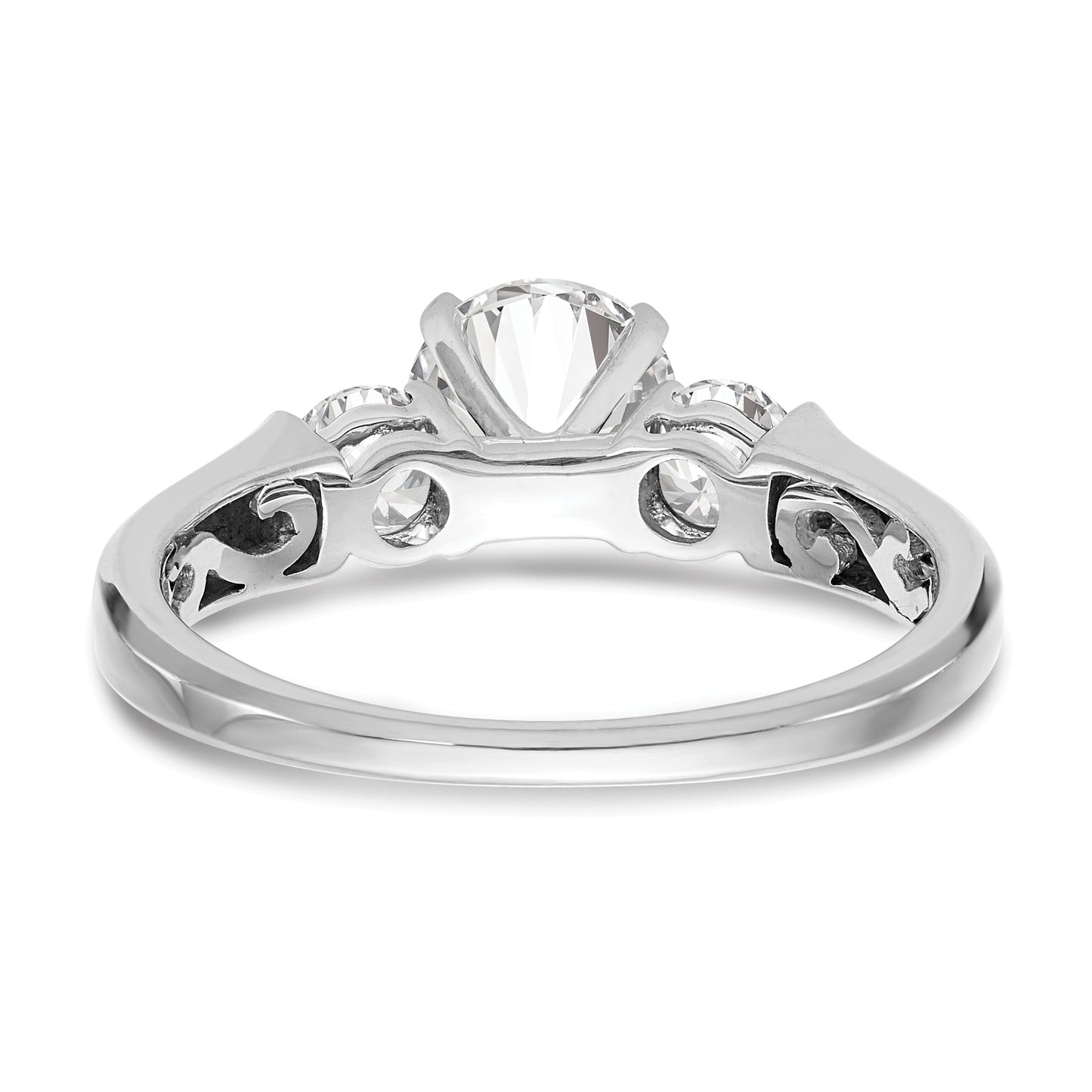 0.44ct. CZ Solid Real 14K White Gold 3-Stone Engagement Ring