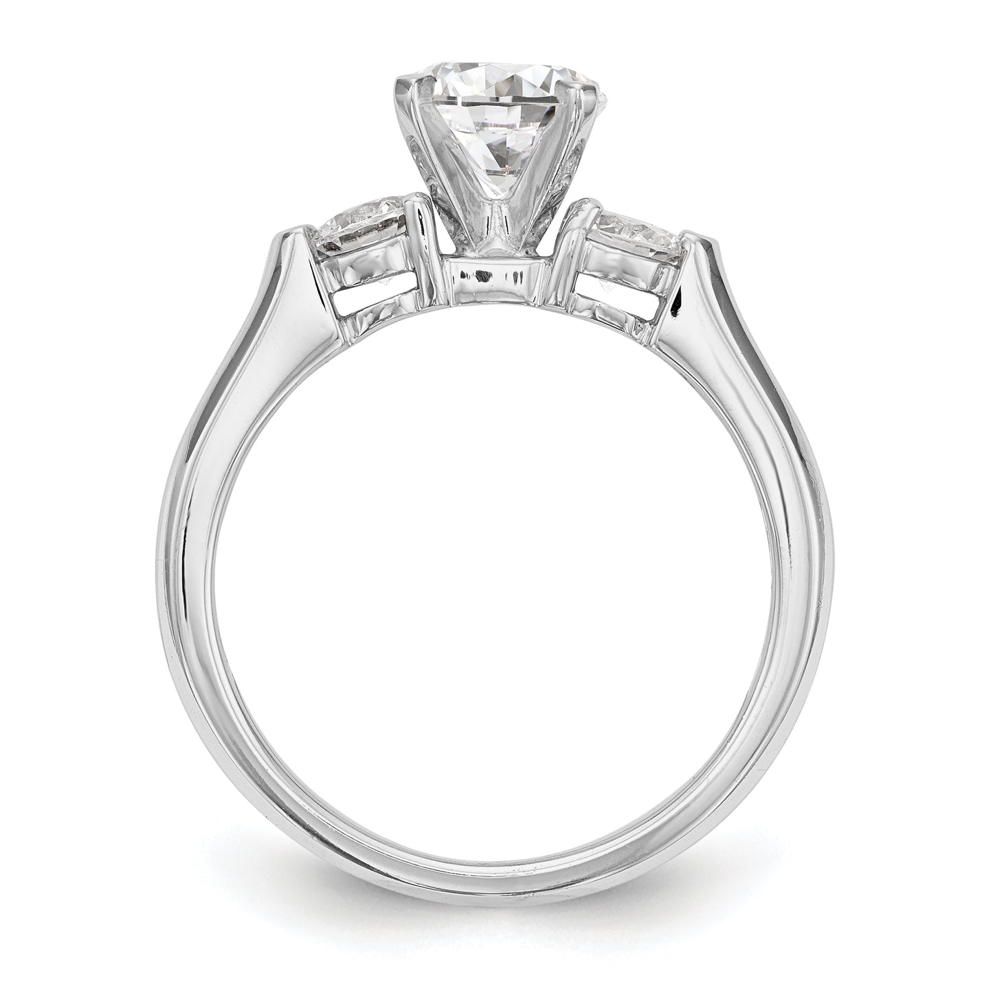 0.50ct. CZ Solid Real 14K White Gold 3-Stone Engagement Ring