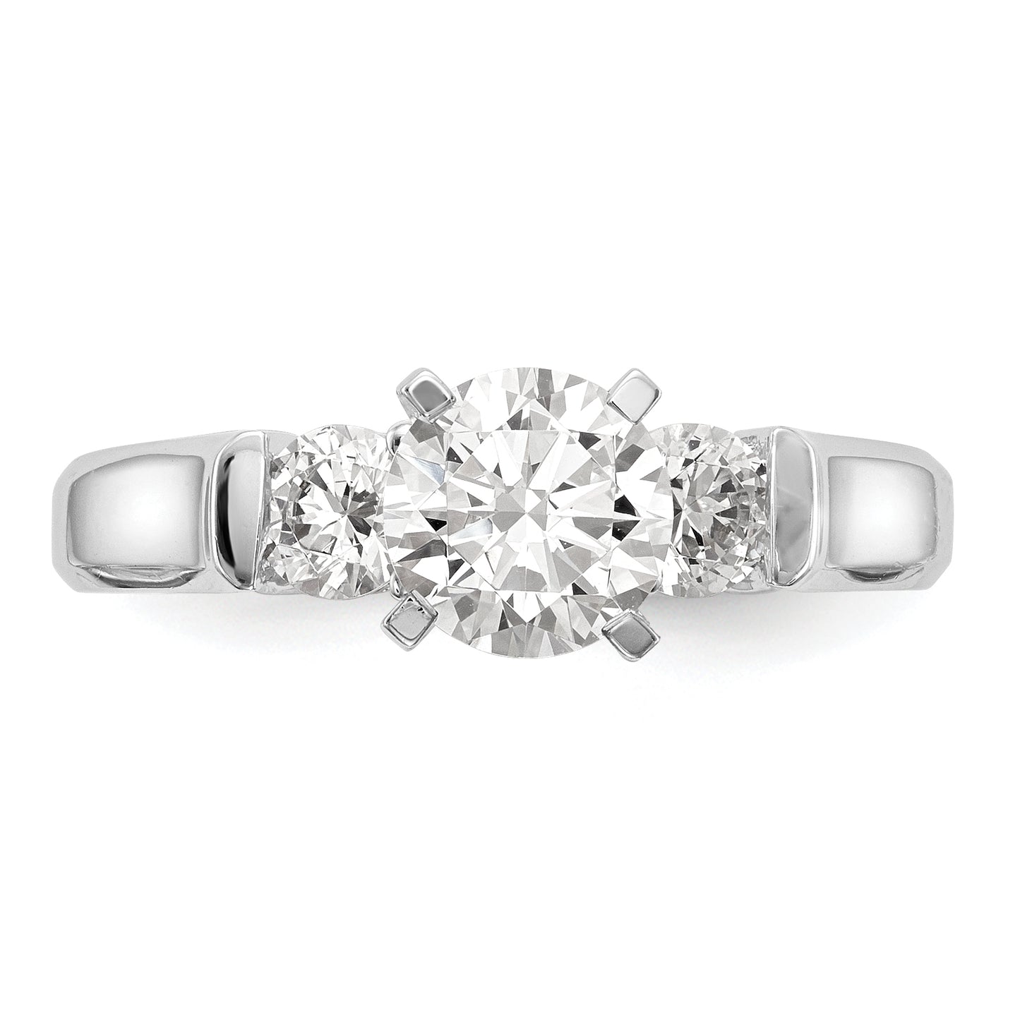 0.50ct. CZ Solid Real 14K White Gold 3-Stone Engagement Ring