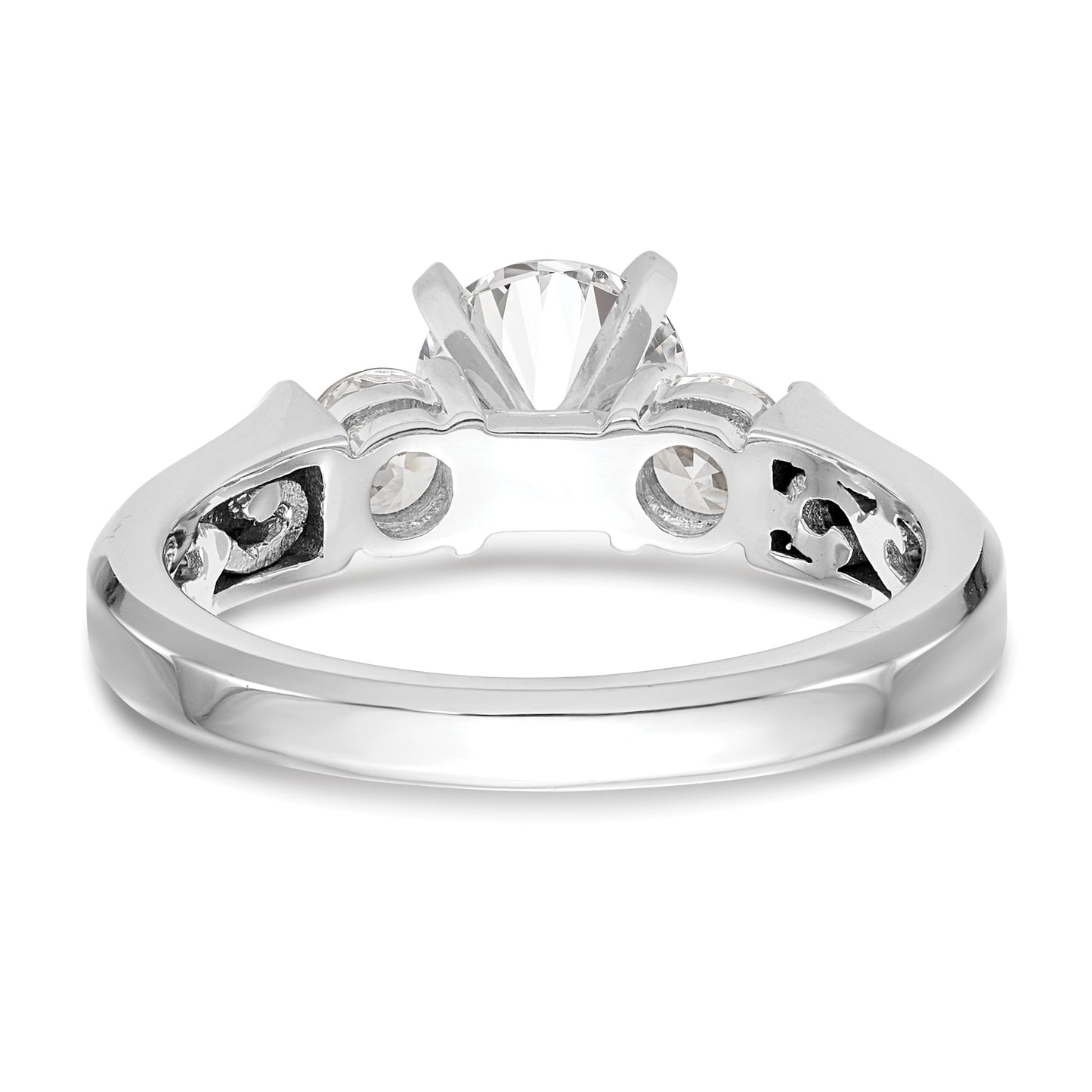 0.50ct. CZ Solid Real 14K White Gold 3-Stone Engagement Ring