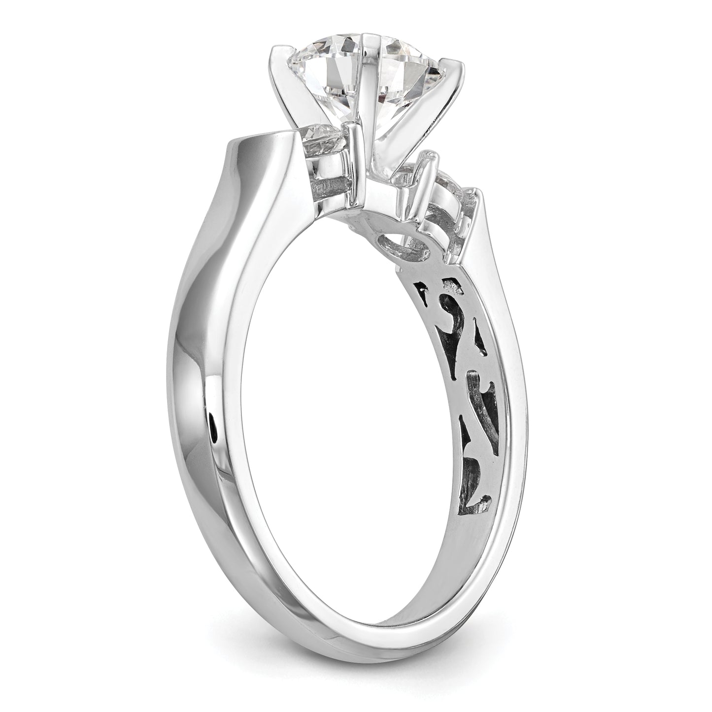 0.50ct. CZ Solid Real 14K White Gold 3-Stone Engagement Ring