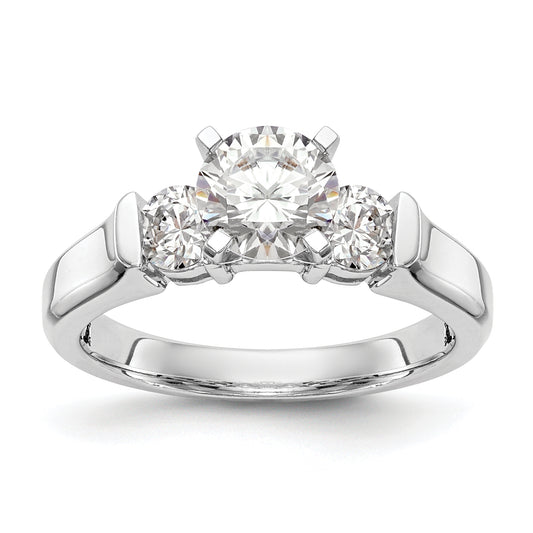 0.50ct. CZ Solid Real 14K White Gold 3-Stone Engagement Ring