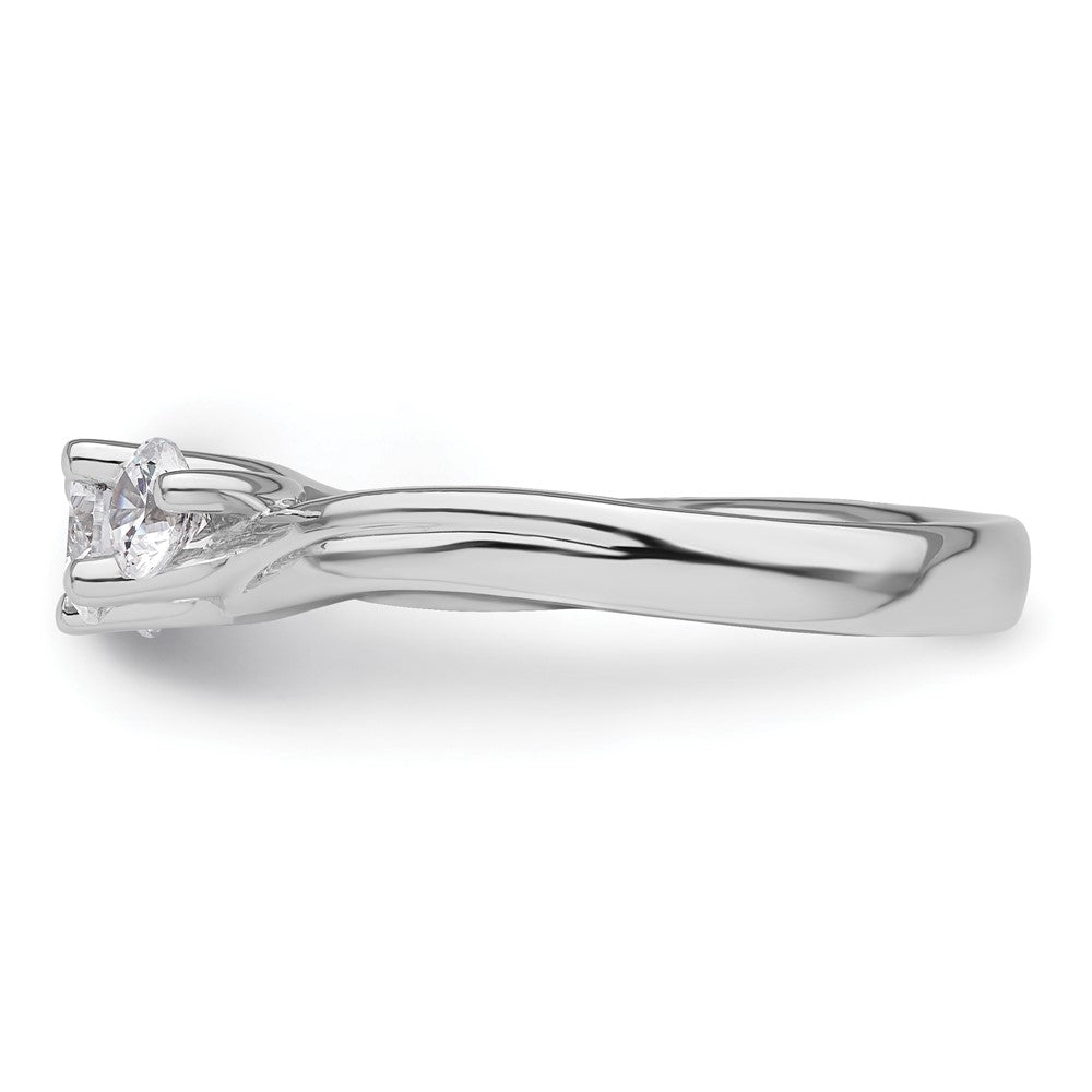 0.38ct. CZ Solid Real 14K White Gold 3-Stone Engagement Ring