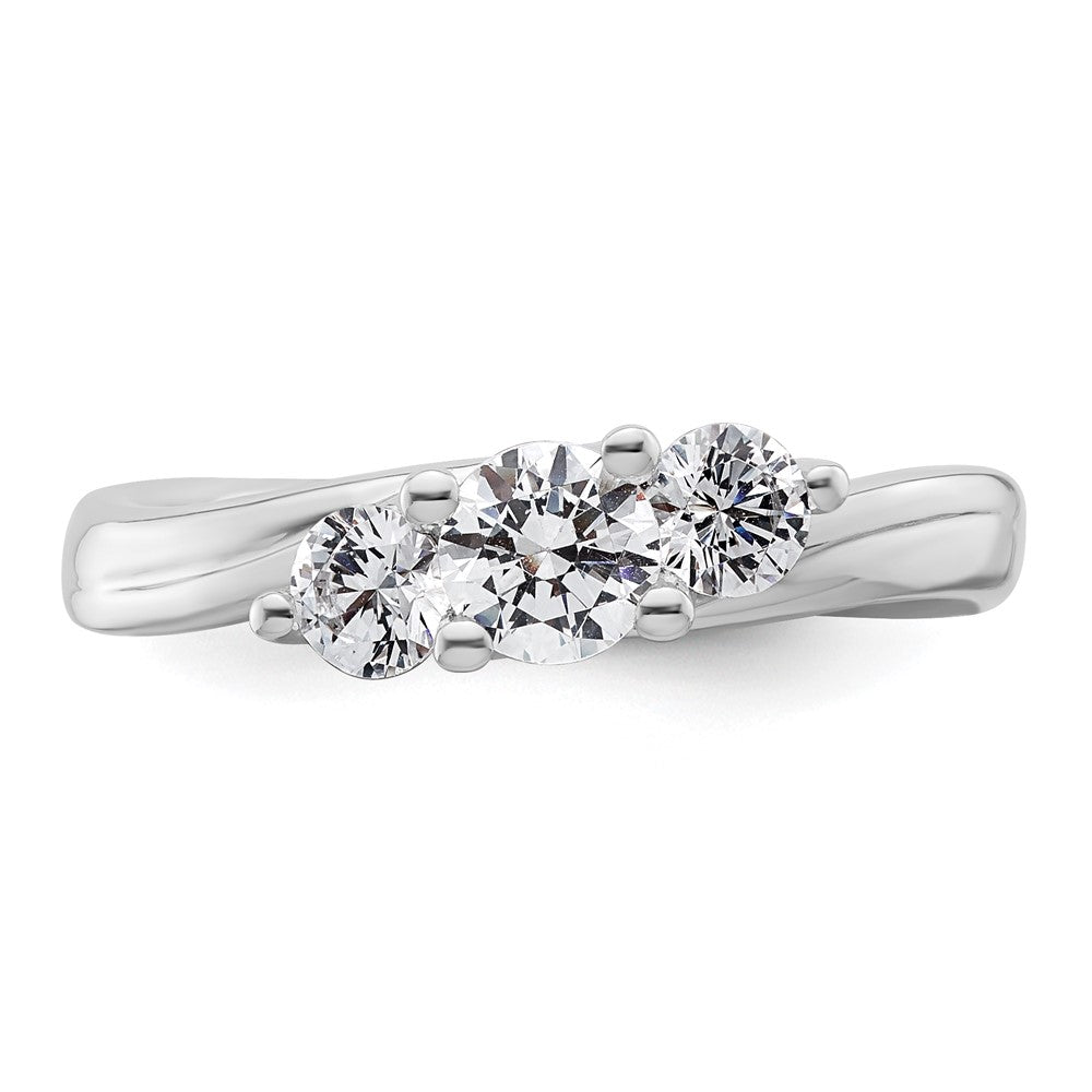 0.38ct. CZ Solid Real 14K White Gold 3-Stone Engagement Ring