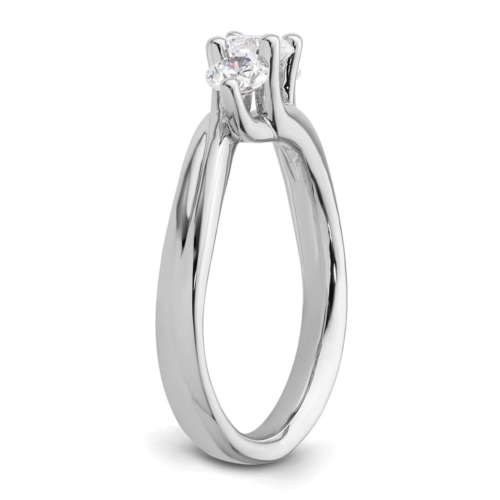 0.38ct. CZ Solid Real 14K White Gold 3-Stone Engagement Ring