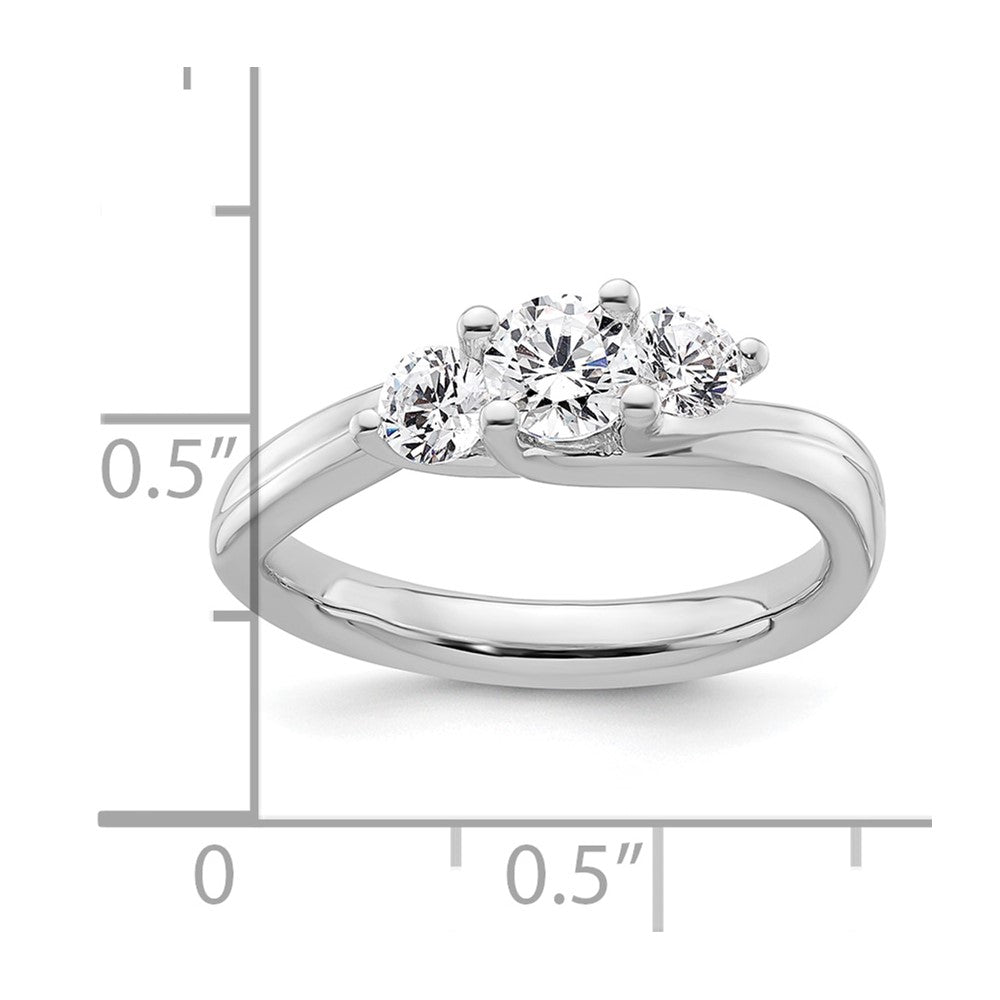 0.38ct. CZ Solid Real 14K White Gold 3-Stone Engagement Ring