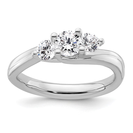 0.38ct. CZ Solid Real 14K White Gold 3-Stone Engagement Ring