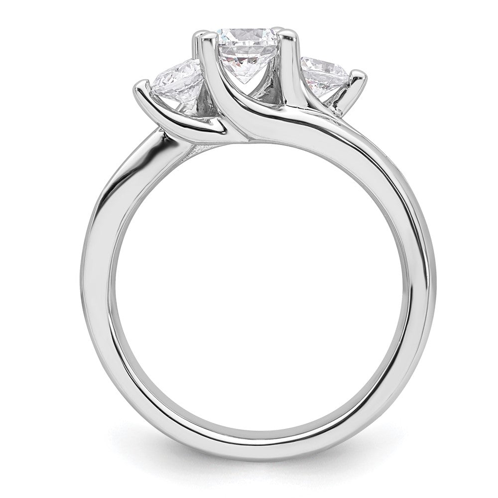 0.50ct. CZ Solid Real 14K White Gold 3-Stone Engagement Ring